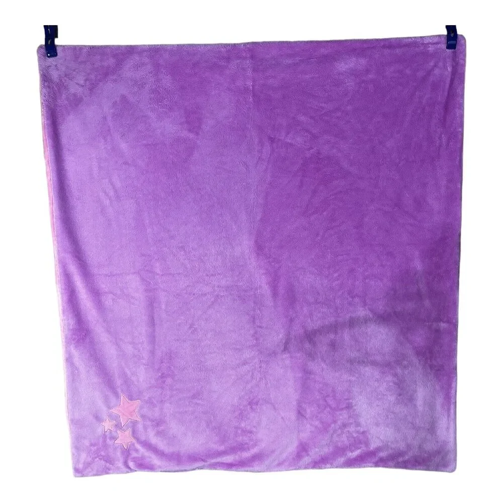 Animal Adventure Pink Purple Stars Baby Blanket Soft Plush Fleece Lovey